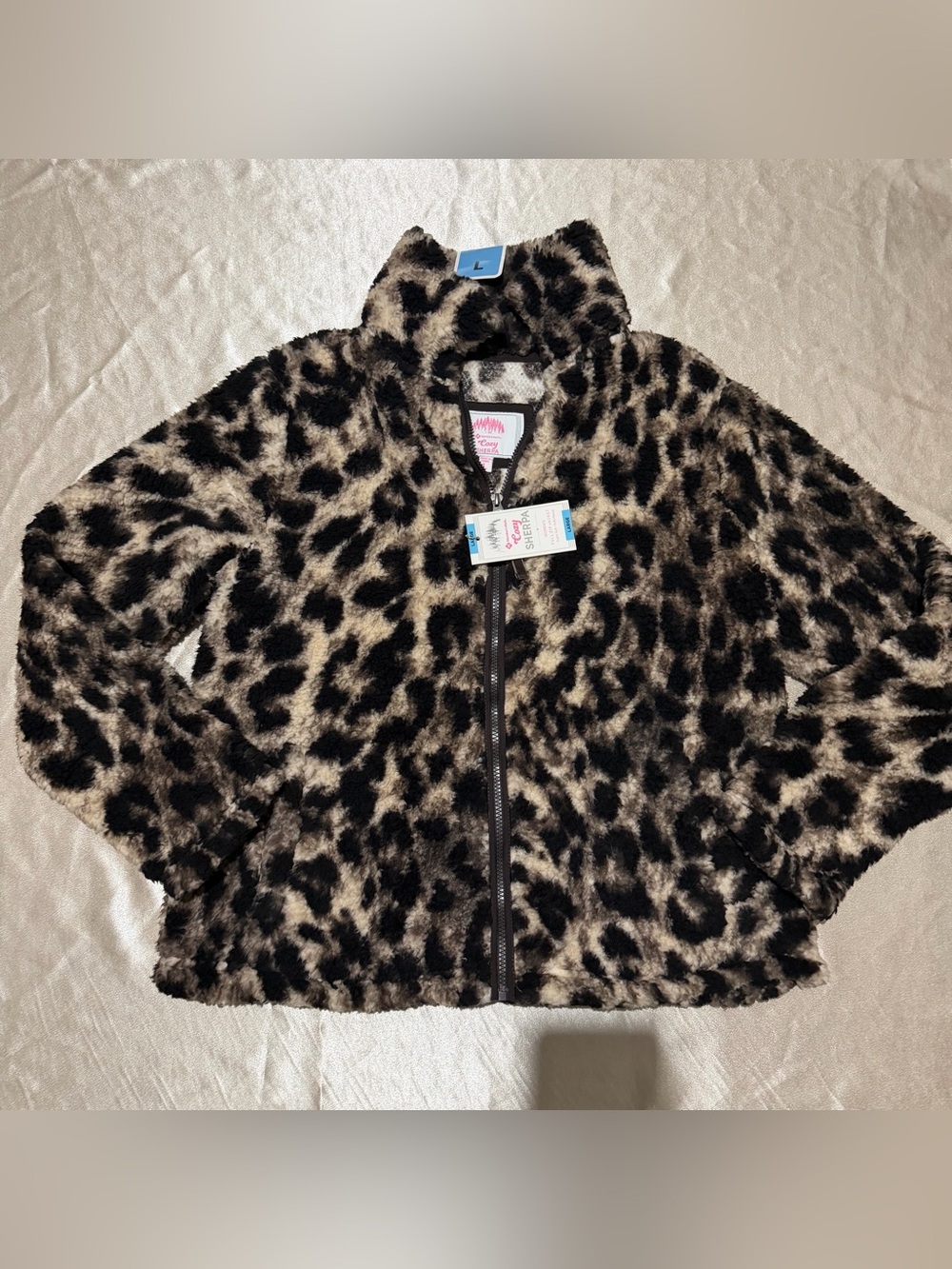 Member's Mark Cozy Sherpa Women's Full Zip Jacket Leopard Size Large nwt